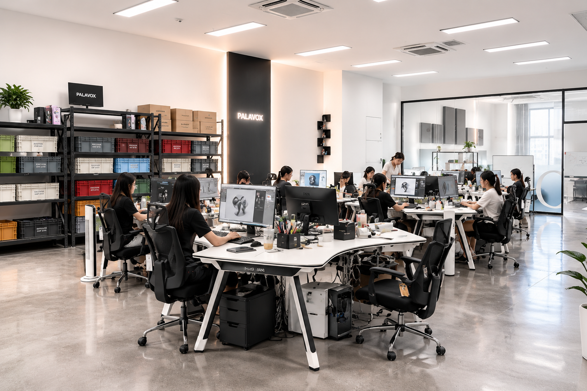 Modern office environment of the PALAVOX creative team